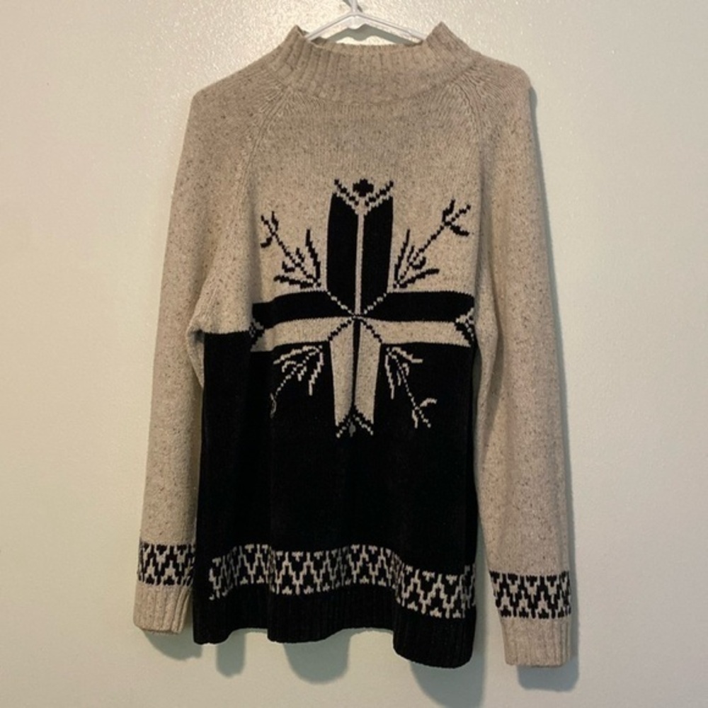 Russ Beige and Black Nordic Knit Sweater